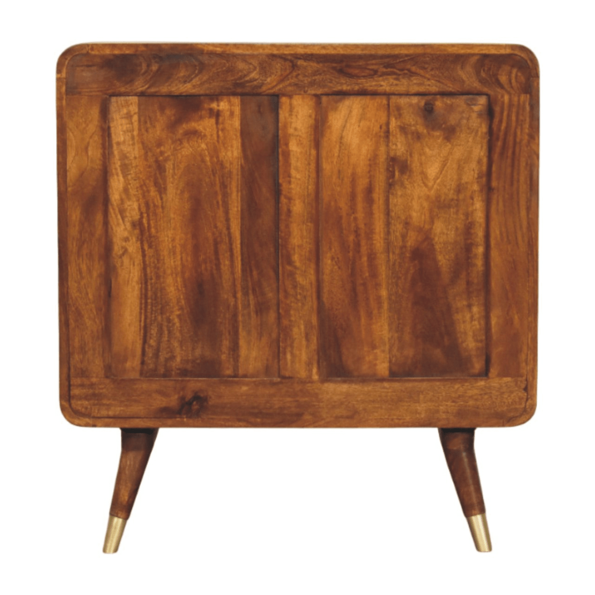 Artisan Furniture Solid Wood Avora Brass Embossed 2 Door Chestnut Cabinet, Dark Brown & Golden | Luxury Home Accessories | Heulog Glow