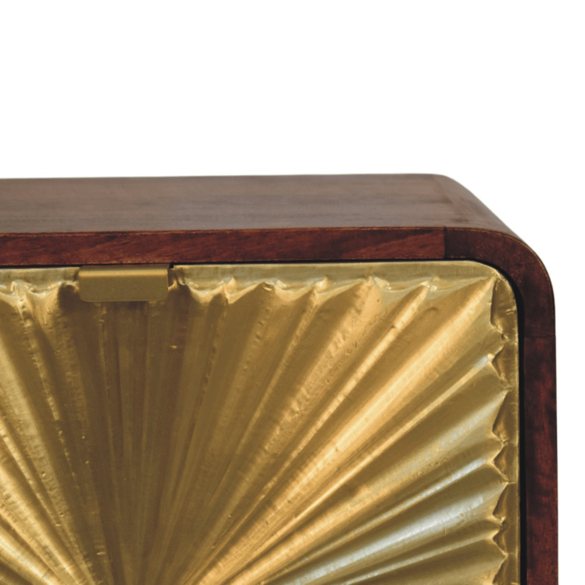 Artisan Furniture Solid Wood Avora Brass Embossed 2 Drawer Chestnut Nightstand | Luxury Home Accessories | Heulog Glow