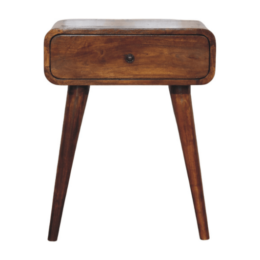 Artisan Furniture Solid Wood Avora Chestnut Nightstand with 1 drawer | Luxury Home Accessories | Heulog Glow