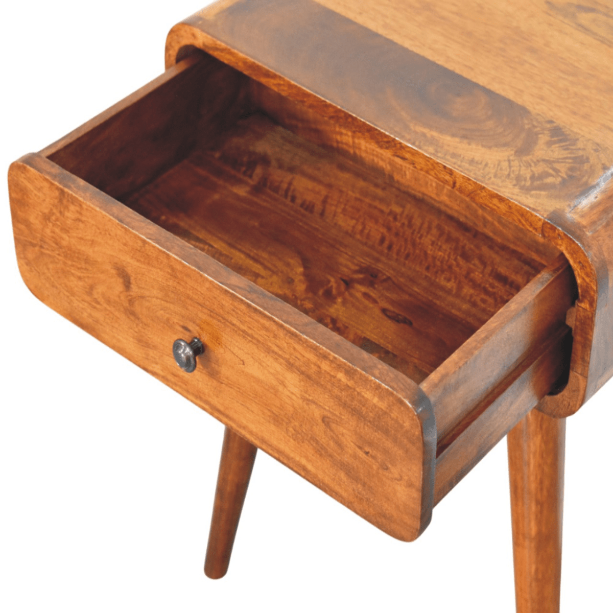 Artisan Furniture Solid Wood Avora Chestnut Nightstand with 1 drawer | Luxury Home Accessories | Heulog Glow