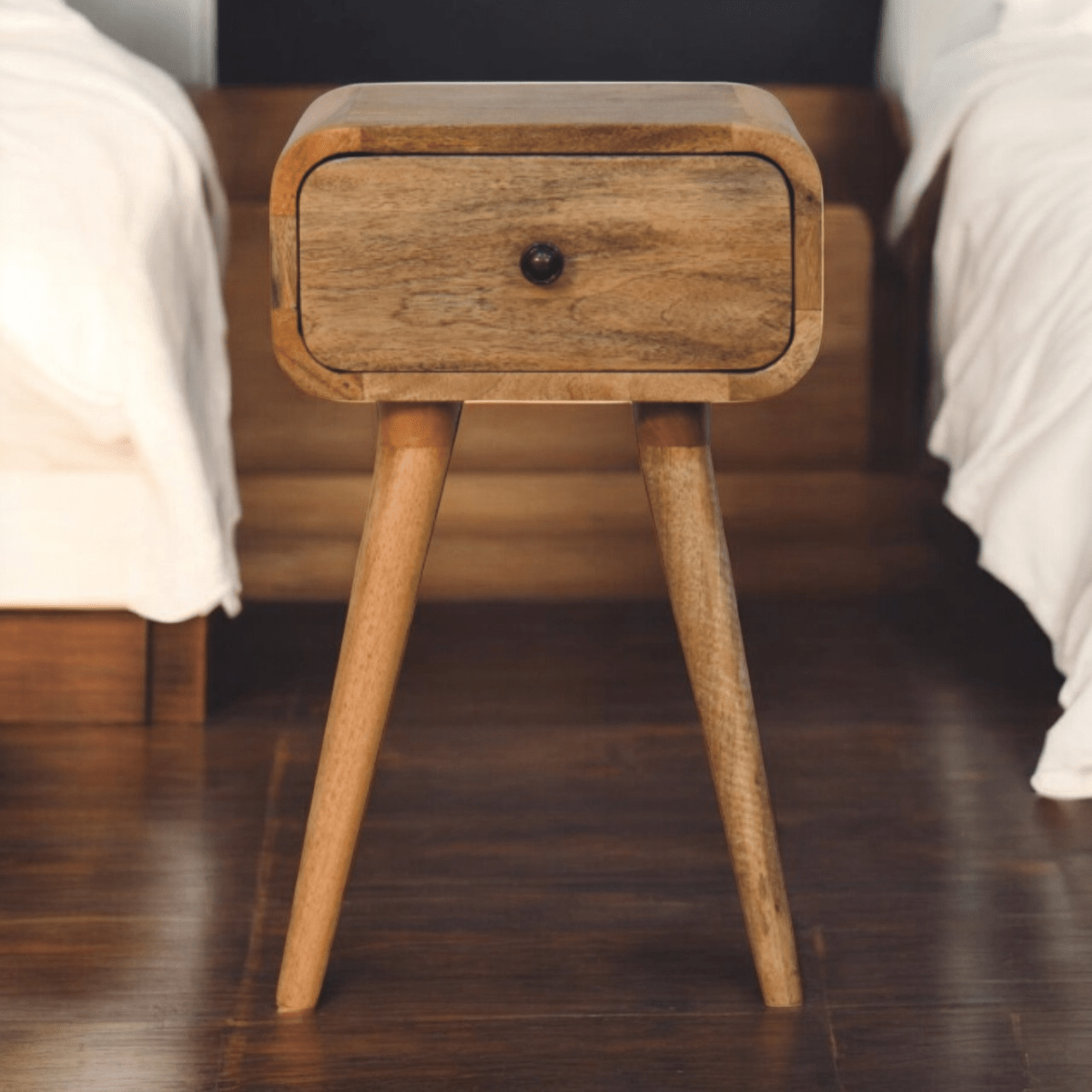 Artisan Furniture Solid Wood Avora Mini Oak-ish Nightstand with 1 drawer | Luxury Home Accessories | Heulog Glow