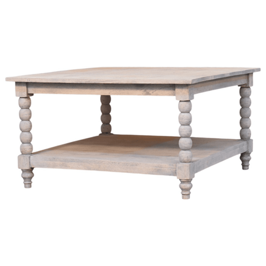 Artisan Furniture Solid Wood Barclay Acid Wash Coffee Table, 1 Shelf, Beige | Luxury Home Accessories | Heulog Glow