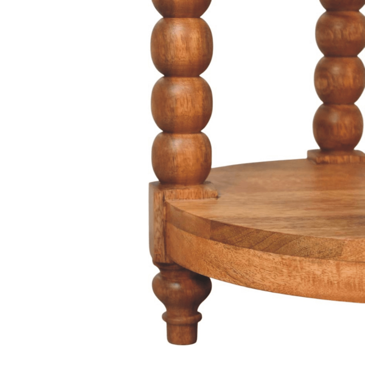 Artisan Furniture Solid Wood Barley Twist Round Side Table, 1 Shelf, Brown | Luxury Home Accessories | Heulog Glow