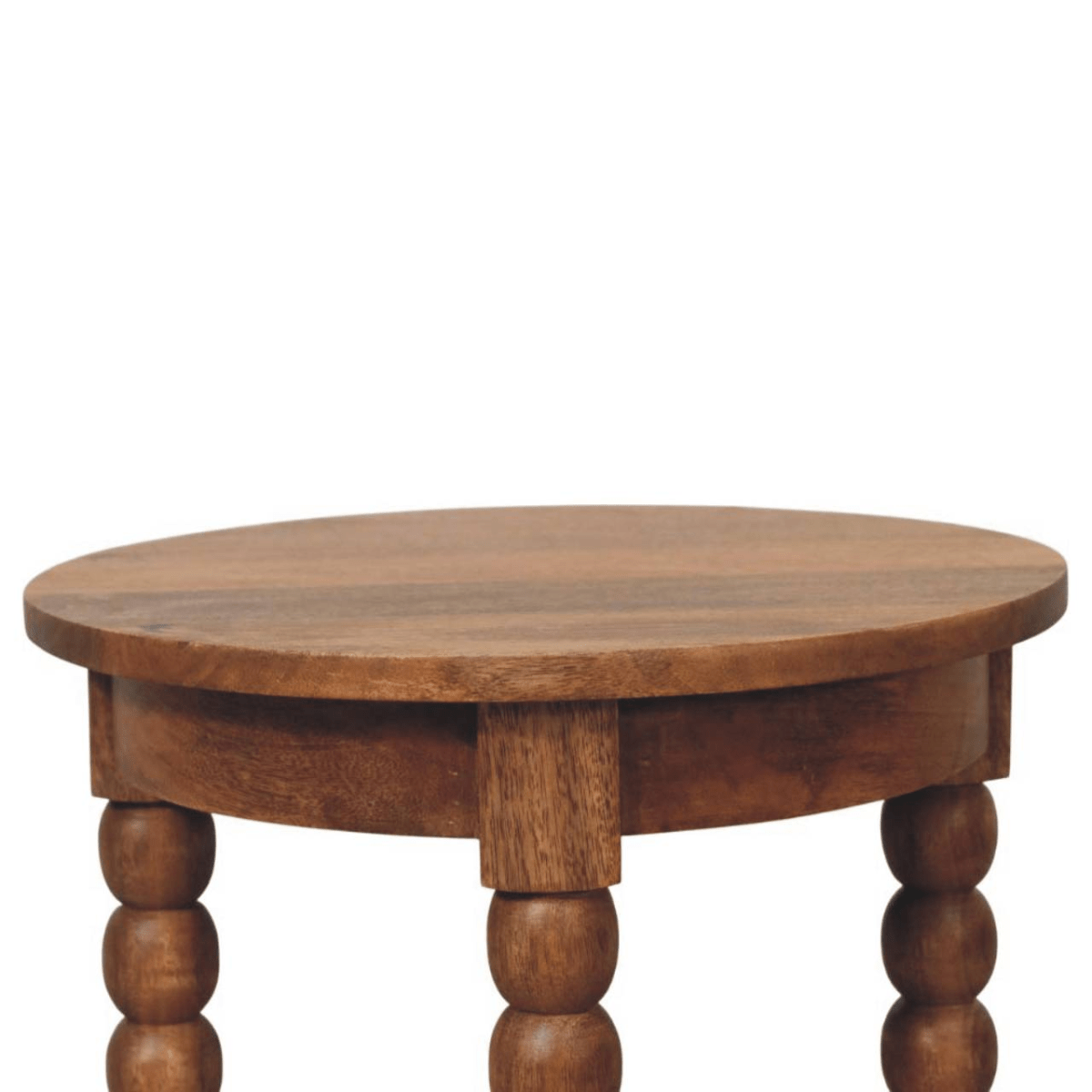 Artisan Furniture Solid Wood Barley Twist Round Side Table, 1 Shelf, Brown | Luxury Home Accessories | Heulog Glow