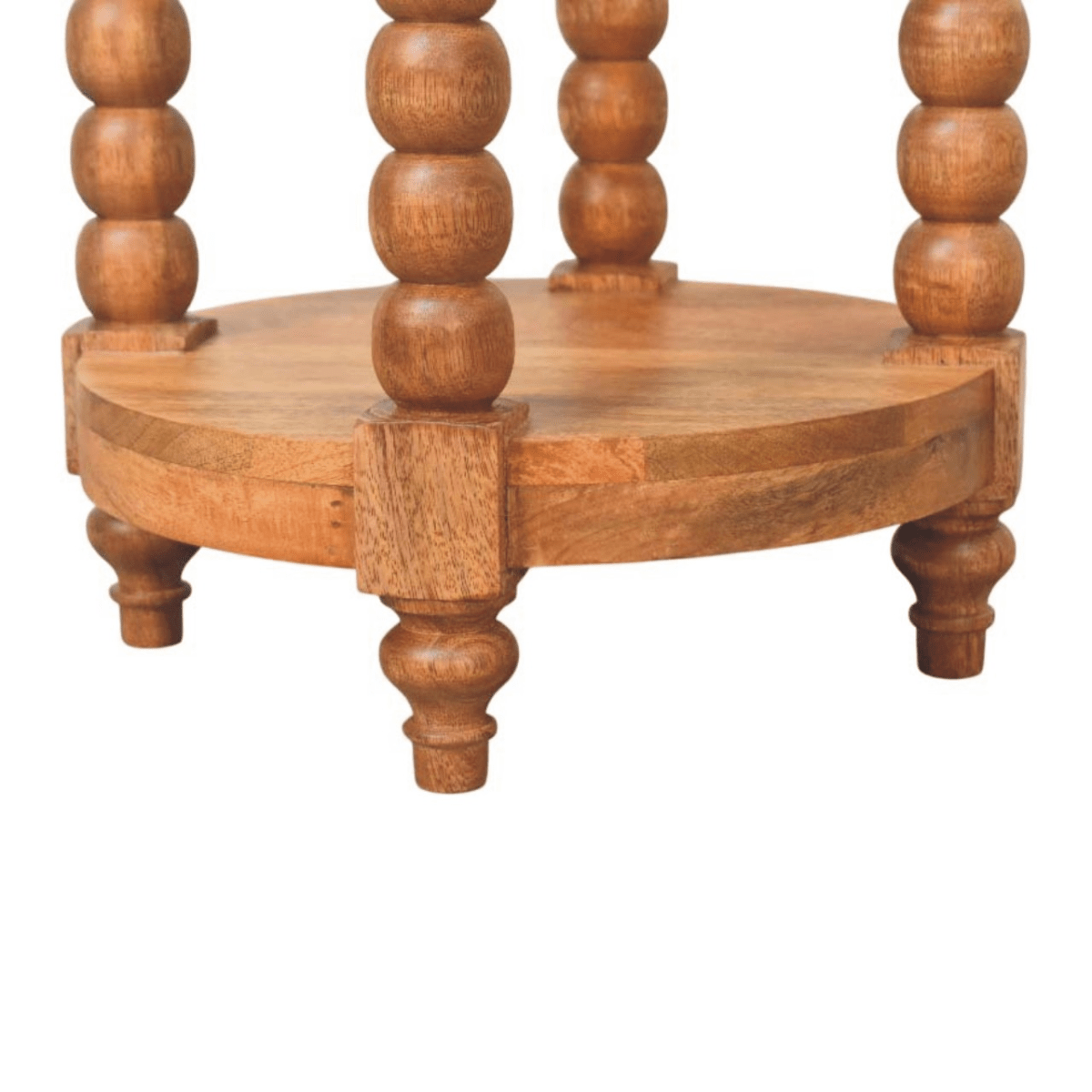 Artisan Furniture Solid Wood Barley Twist Round Side Table, 1 Shelf, Brown | Luxury Home Accessories | Heulog Glow