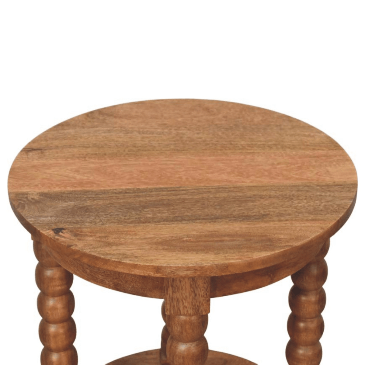 Artisan Furniture Solid Wood Barley Twist Round Side Table, 1 Shelf, Brown | Luxury Home Accessories | Heulog Glow