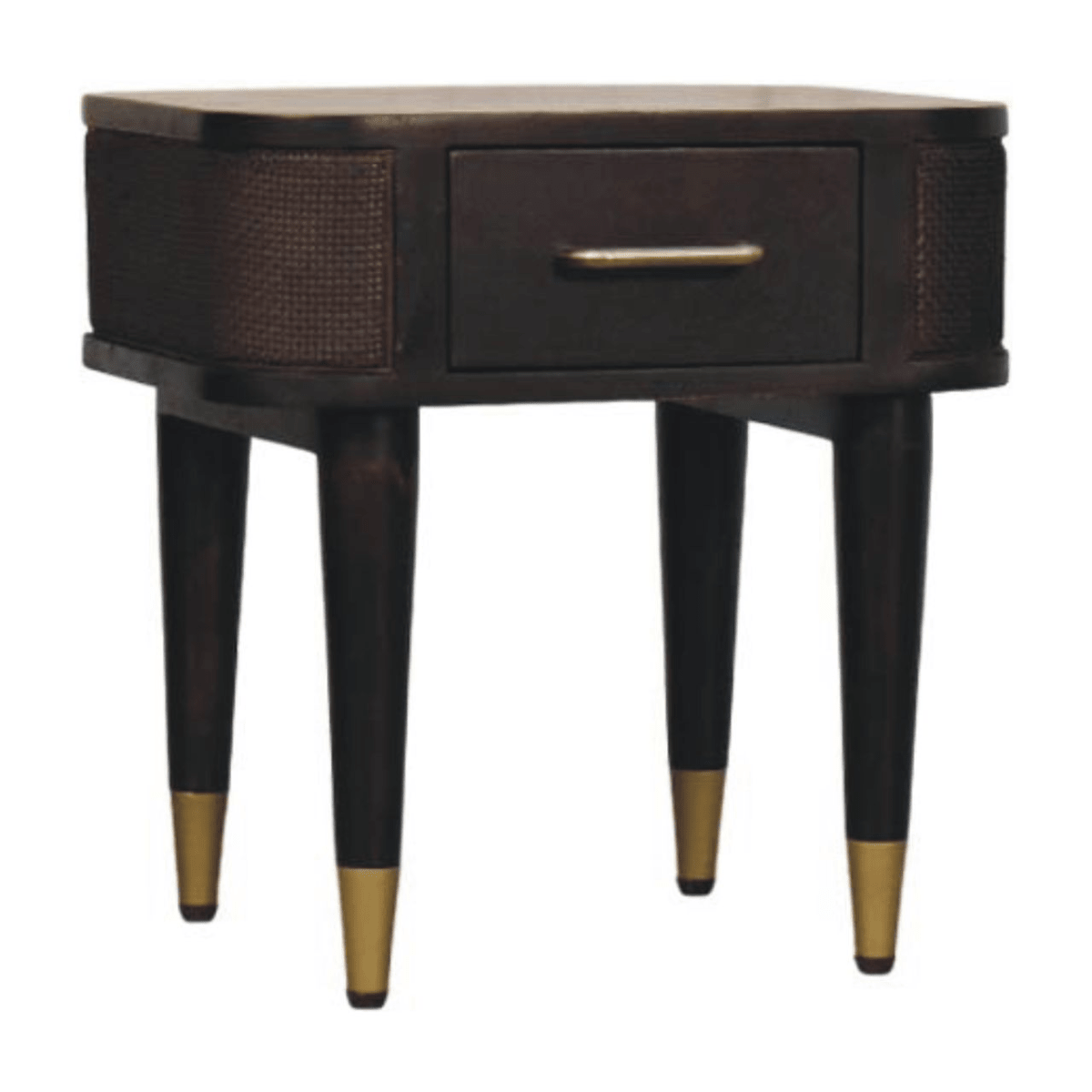 Artisan Furniture Solid Wood Belmont Bedside, 1 Drawer, Dark Brown | Luxury Home Accessories | Heulog Glow