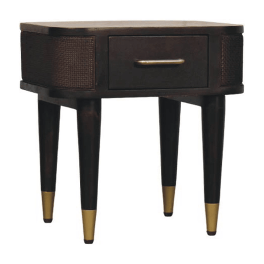 Artisan Furniture Solid Wood Belmont Bedside, 1 Drawer, Dark Brown | Luxury Home Accessories | Heulog Glow