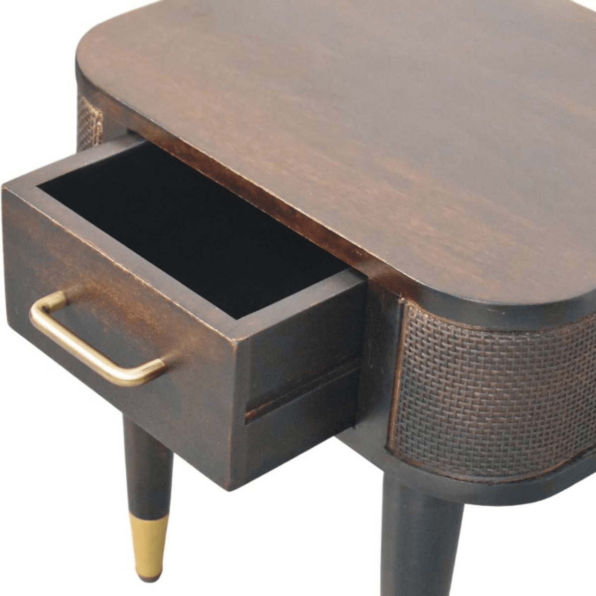 Artisan Furniture Solid Wood Belmont Bedside, 1 Drawer, Dark Brown | Luxury Home Accessories | Heulog Glow