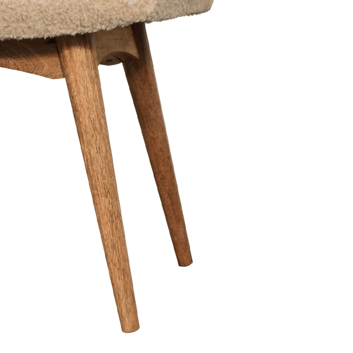 Artisan Furniture Solid Wood Boucle Cream Curved Bench | Luxury Home Accessories | Heulog Glow