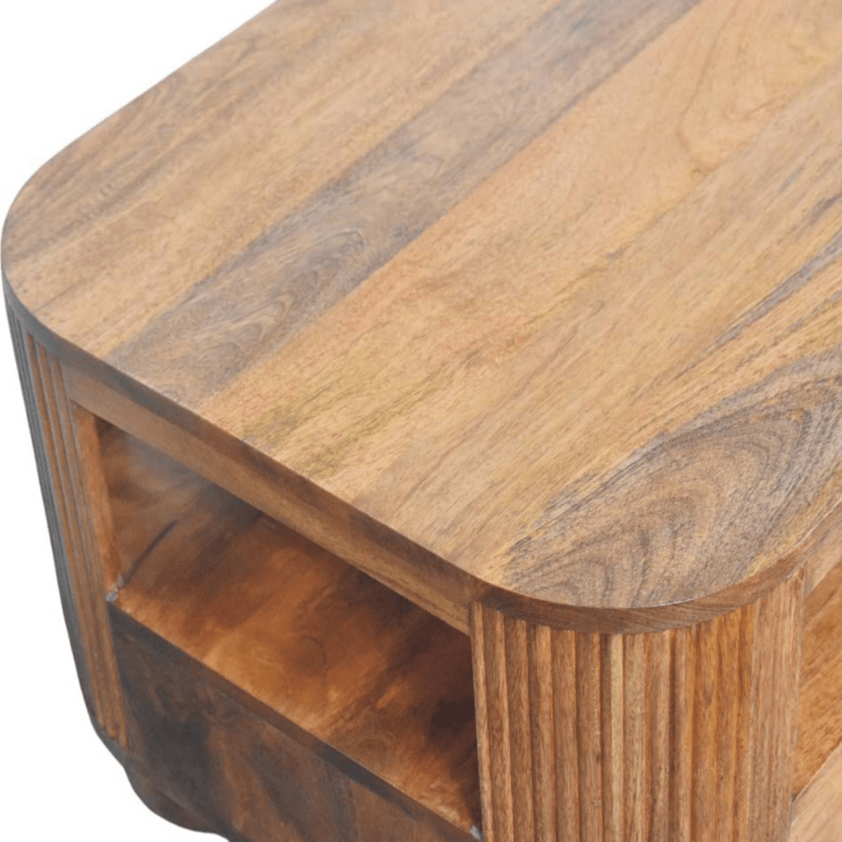 Artisan Furniture Solid Wood Briarwood Fluted Coffee Table, 2 Drawers, 1 Shelf, Beige | Luxury Home Accessories | Heulog Glow