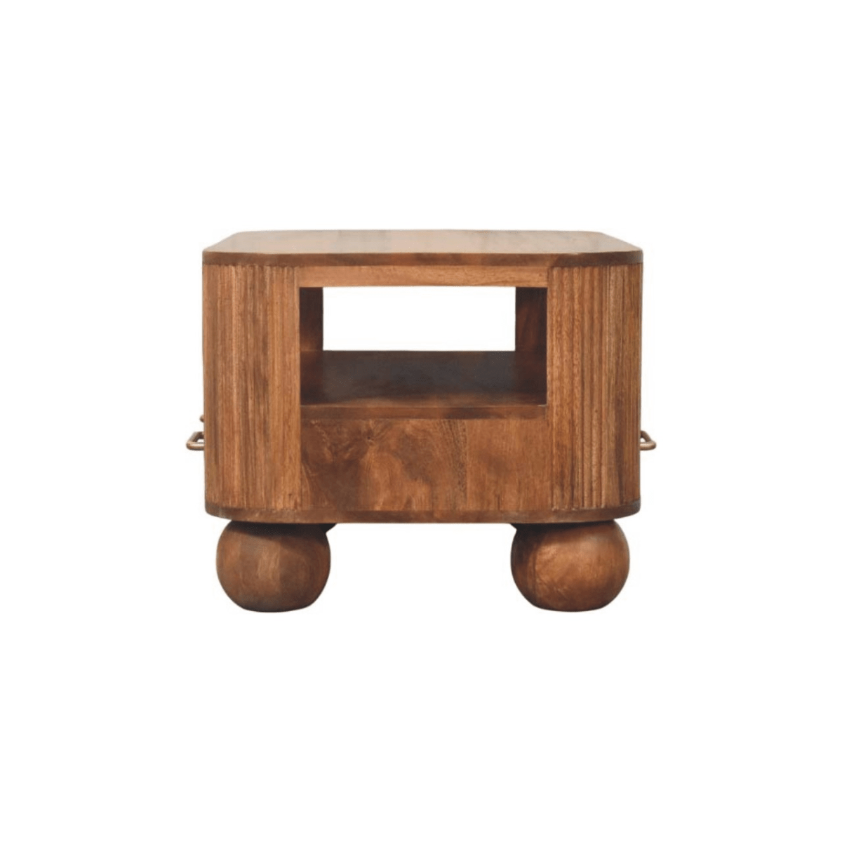 Artisan Furniture Solid Wood Briarwood Fluted Coffee Table, 2 Drawers, 1 Shelf, Beige | Luxury Home Accessories | Heulog Glow