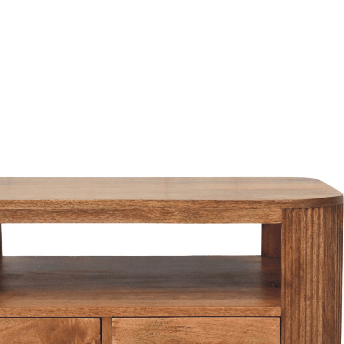 Artisan Furniture Solid Wood Briarwood Fluted Coffee Table, 2 Drawers, 1 Shelf, Beige | Luxury Home Accessories | Heulog Glow