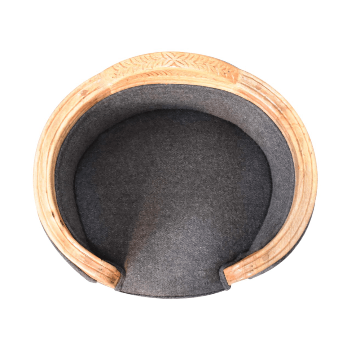 Artisan Furniture Solid Wood Carved Battleship Tweed Pet Bed | Luxury Home Accessories | Heulog Glow