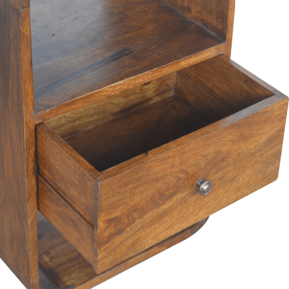 Artisan Furniture Solid Wood Chestnut Curve 2 Drawer Bedside | Luxury Home Accessories | Heulog Glow
