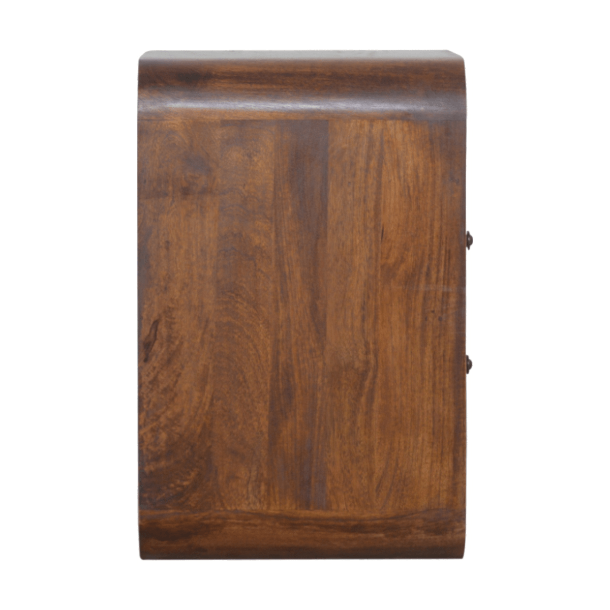 Artisan Furniture Solid Wood Chestnut Curve 2 Drawer Bedside | Luxury Home Accessories | Heulog Glow
