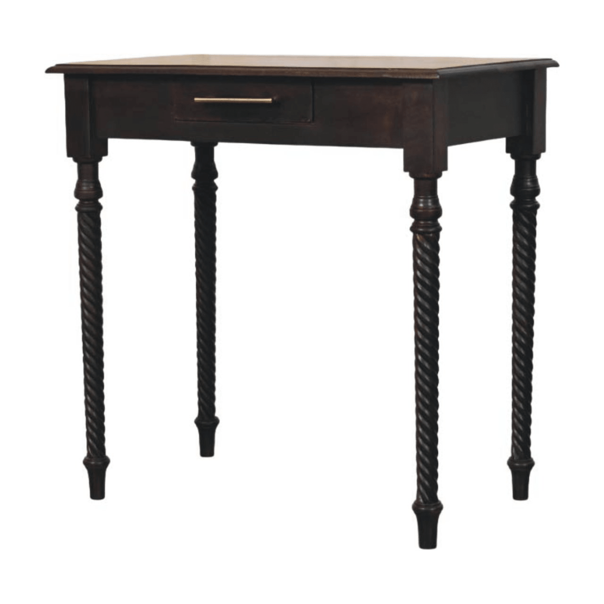 Artisan Furniture Solid Wood Cordelier Turned-Leg Writing Desk, 1 Drawer, Dark Brown | Luxury Home Accessories | Heulog Glow