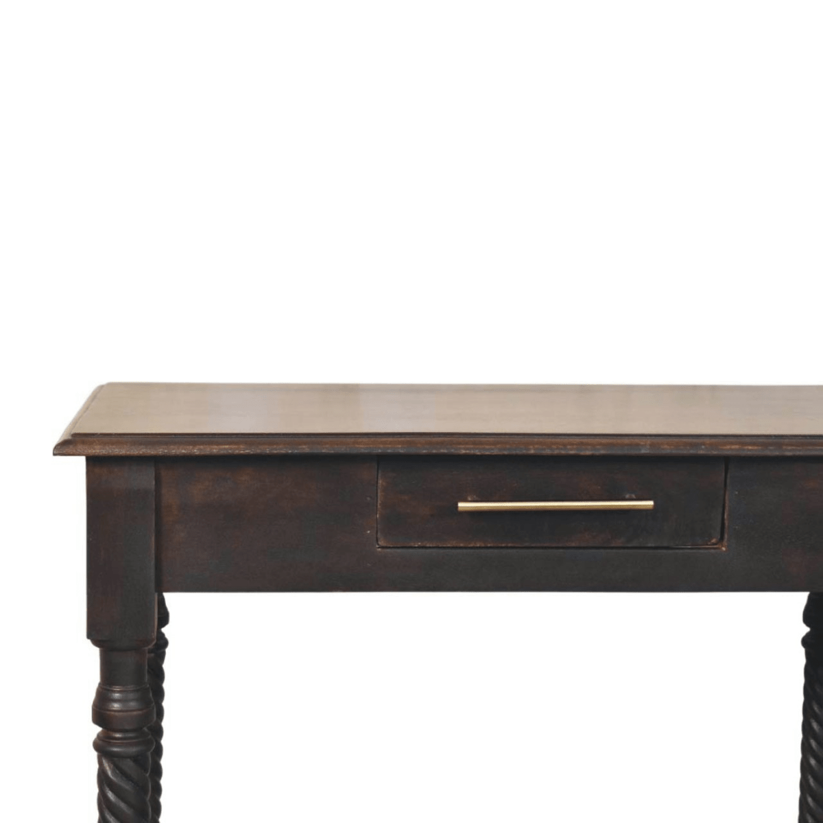 Artisan Furniture Solid Wood Cordelier Turned-Leg Writing Desk, 1 Drawer, Dark Brown | Luxury Home Accessories | Heulog Glow
