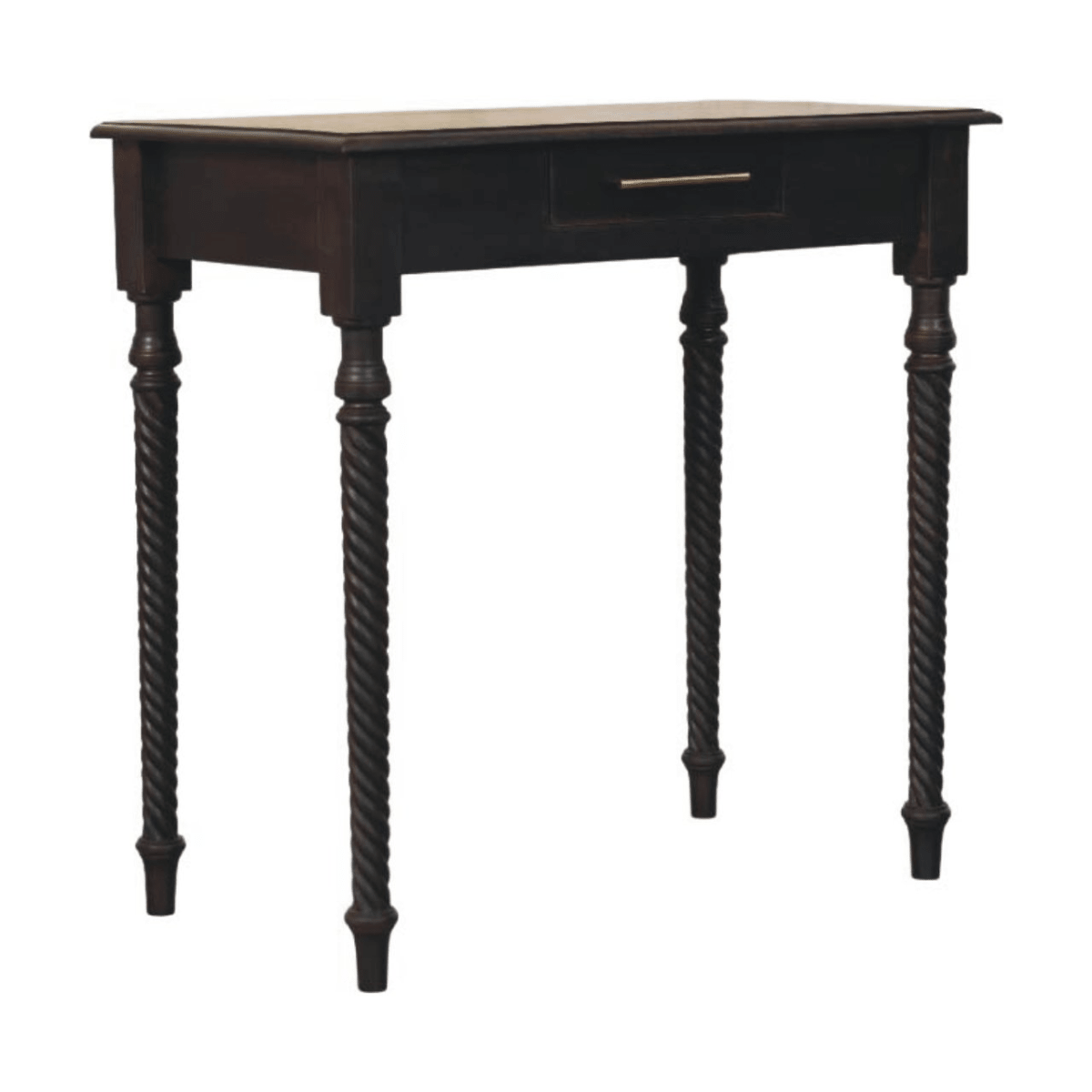 Artisan Furniture Solid Wood Cordelier Turned-Leg Writing Desk, 1 Drawer, Dark Brown | Luxury Home Accessories | Heulog Glow
