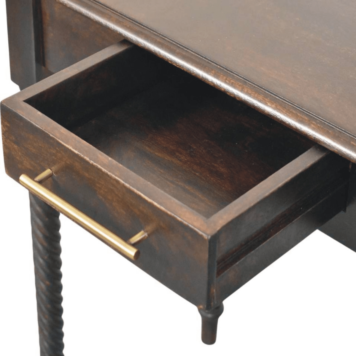 Artisan Furniture Solid Wood Cordelier Turned-Leg Writing Desk, 1 Drawer, Dark Brown | Luxury Home Accessories | Heulog Glow