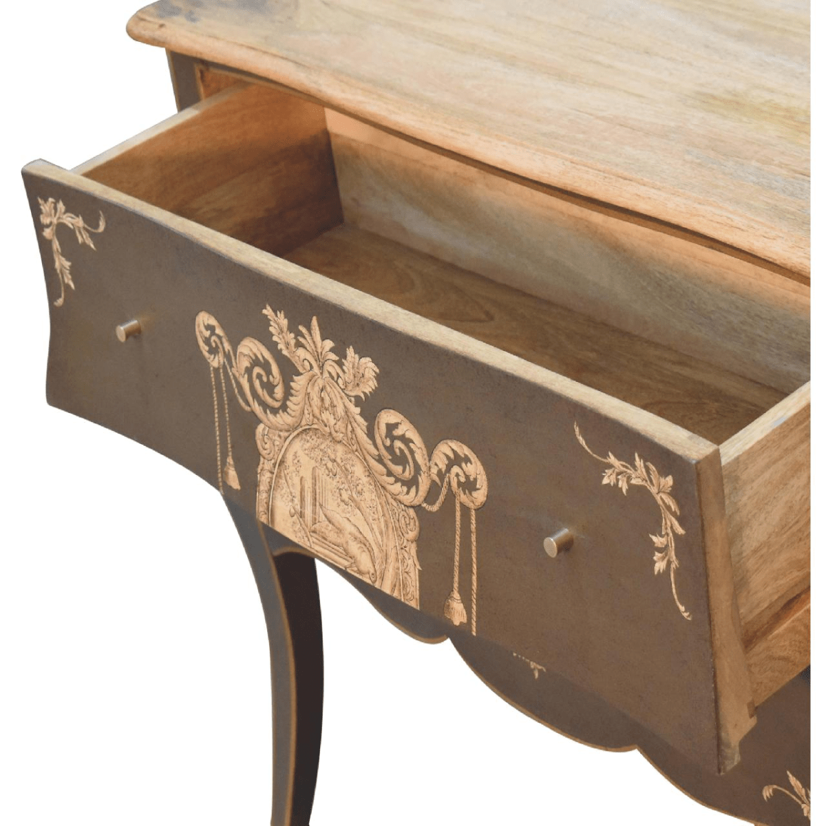 Artisan Furniture Solid Wood Coroner Chest, Greyish-Green Finish | Luxury Home Accessories | Heulog Glow