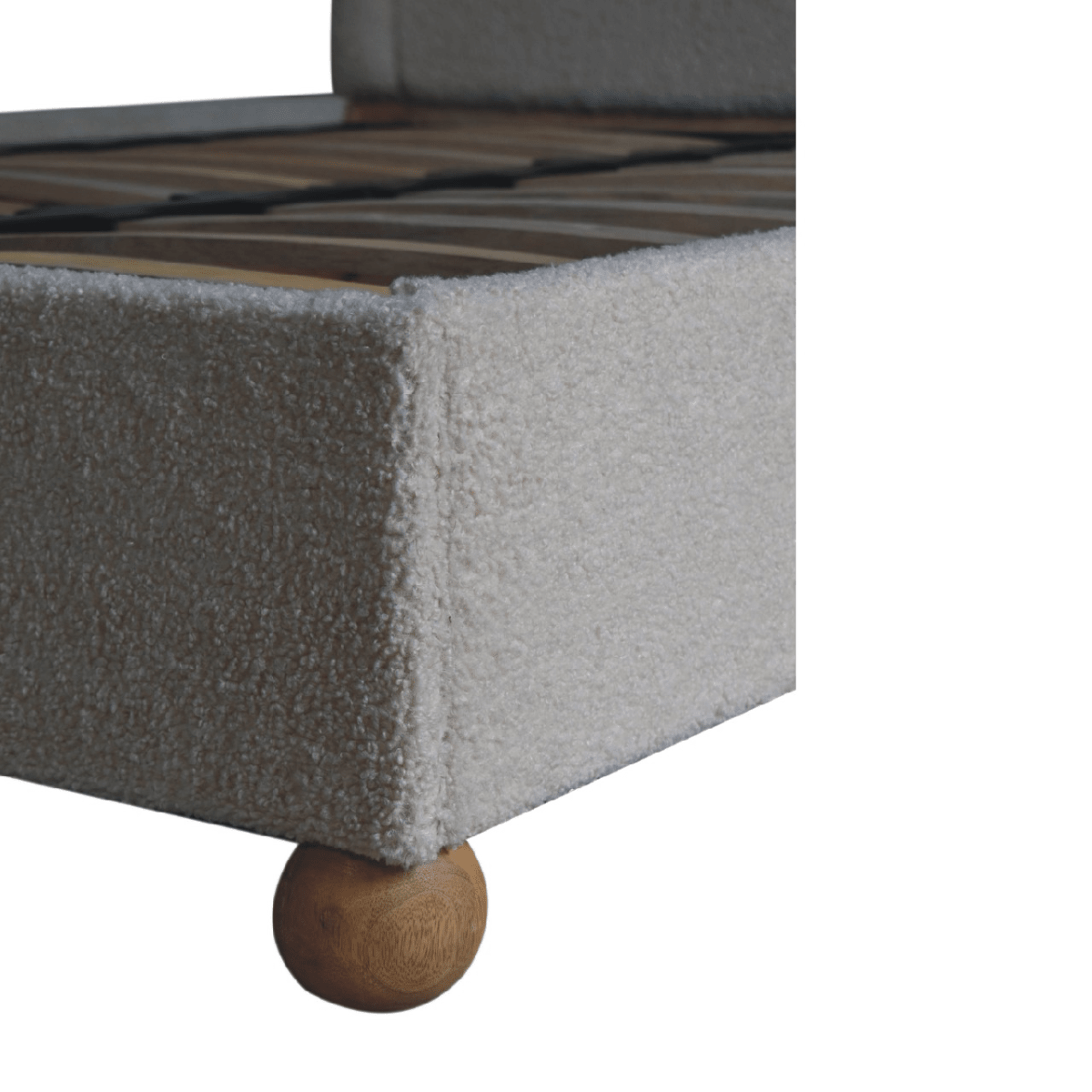 Artisan Furniture Solid Wood Cream Boucle Double Bed | Luxury Home Accessories | Heulog Glow