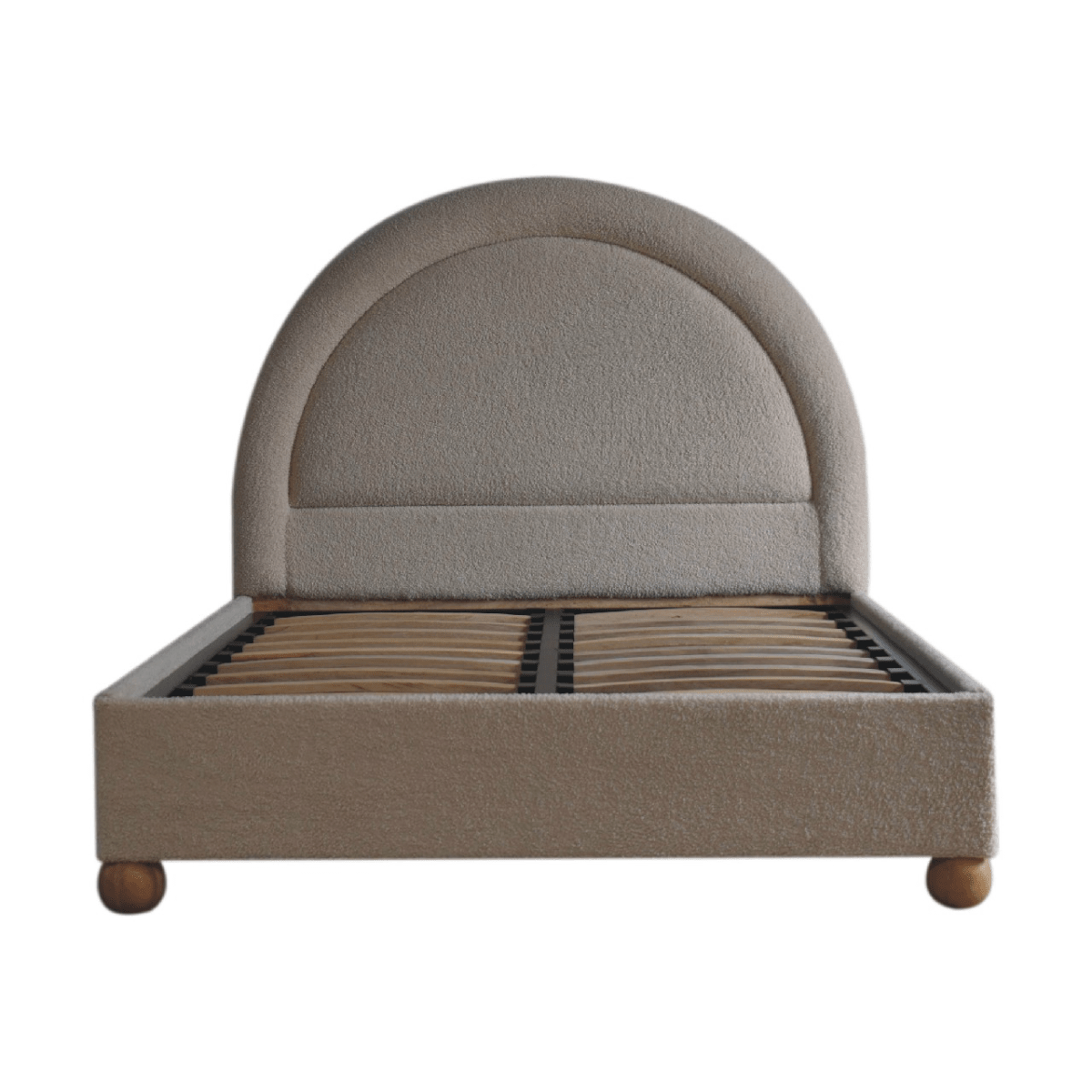 Artisan Furniture Solid Wood Cream Boucle Double Bed | Luxury Home Accessories | Heulog Glow