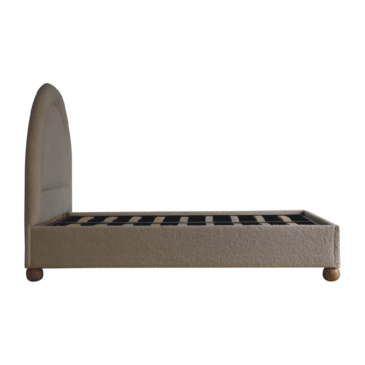 Artisan Furniture Solid Wood Cream Boucle Double Bed | Luxury Home Accessories | Heulog Glow