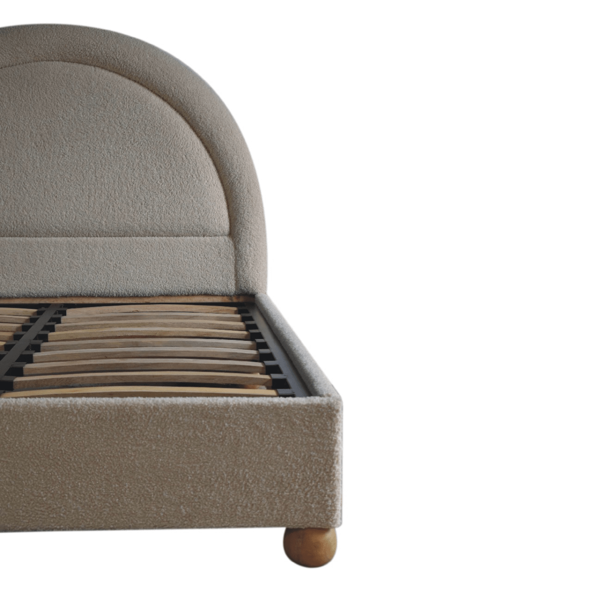 Artisan Furniture Solid Wood Cream Boucle Double Bed | Luxury Home Accessories | Heulog Glow