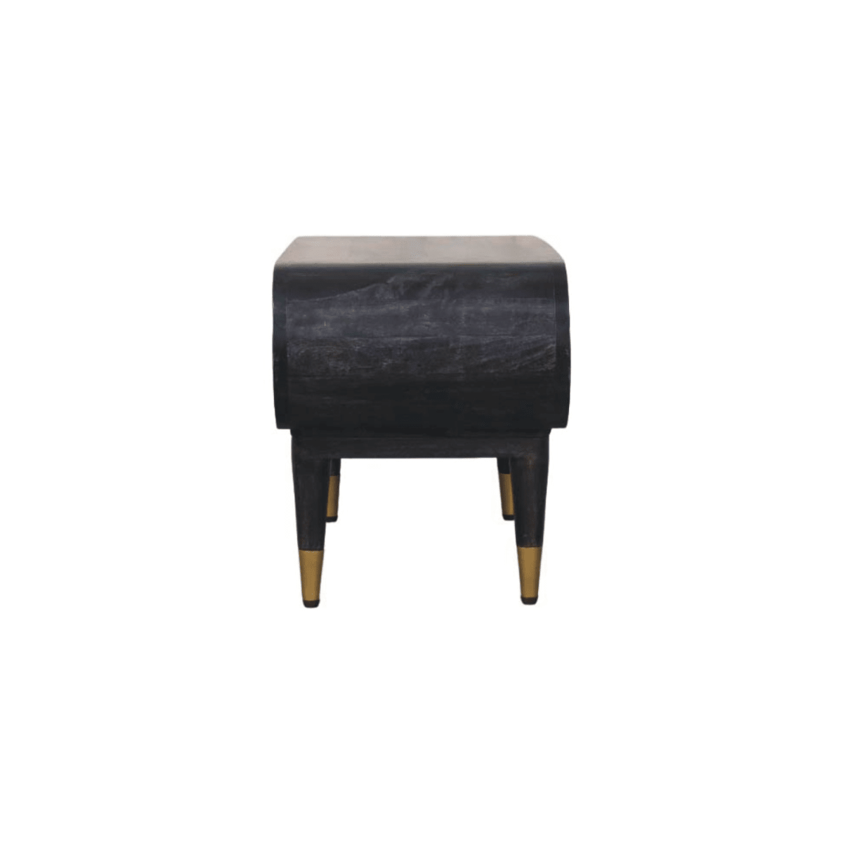 Artisan Furniture Solid Wood Curved Edge Media with Brass Accents, 1 Open Slot, Dark Brown | Luxury Home Accessories | Heulog Glow