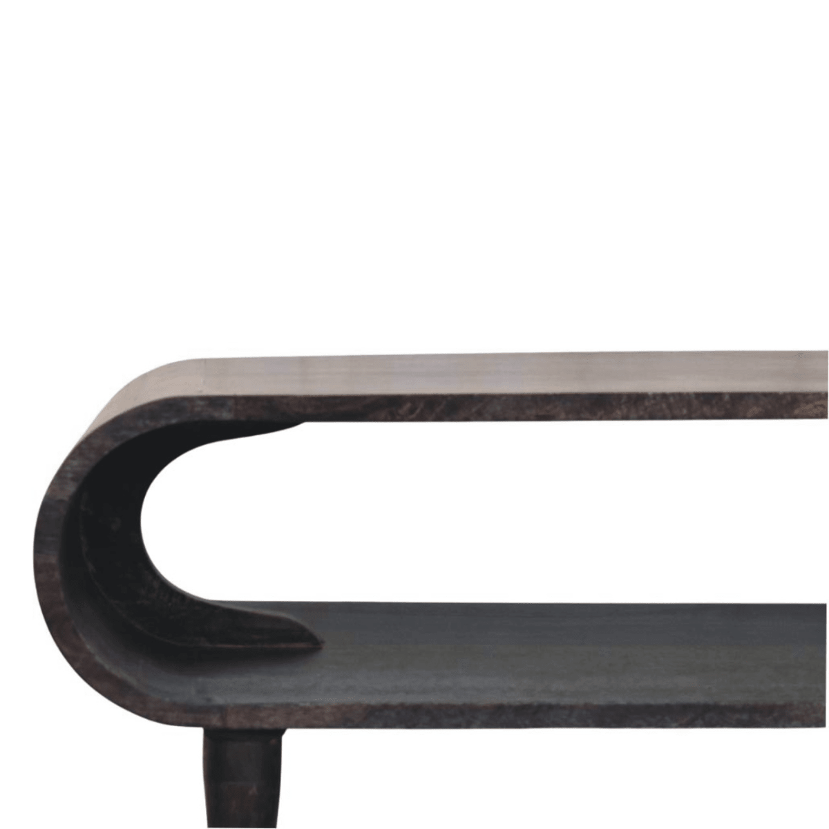 Artisan Furniture Solid Wood Curved Edge Media with Brass Accents, 1 Open Slot, Dark Brown | Luxury Home Accessories | Heulog Glow