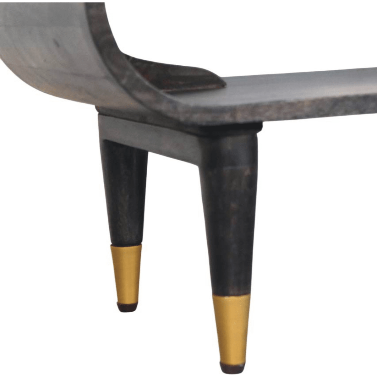 Artisan Furniture Solid Wood Curved Edge Media with Brass Accents, 1 Open Slot, Dark Brown | Luxury Home Accessories | Heulog Glow
