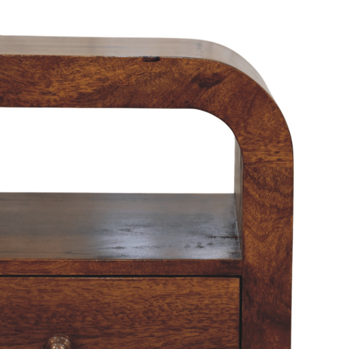 Artisan Furniture Solid Wood Darcy Chestnut Nightstand, 1 Drawer and Open Shelf, Dark Brown | Luxury Home Accessories | Heulog Glow