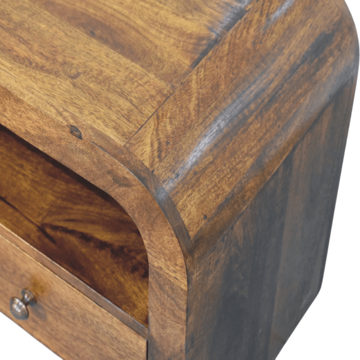 Artisan Furniture Solid Wood Darcy Chestnut Nightstand, 1 Drawer and Open Shelf, Dark Brown | Luxury Home Accessories | Heulog Glow