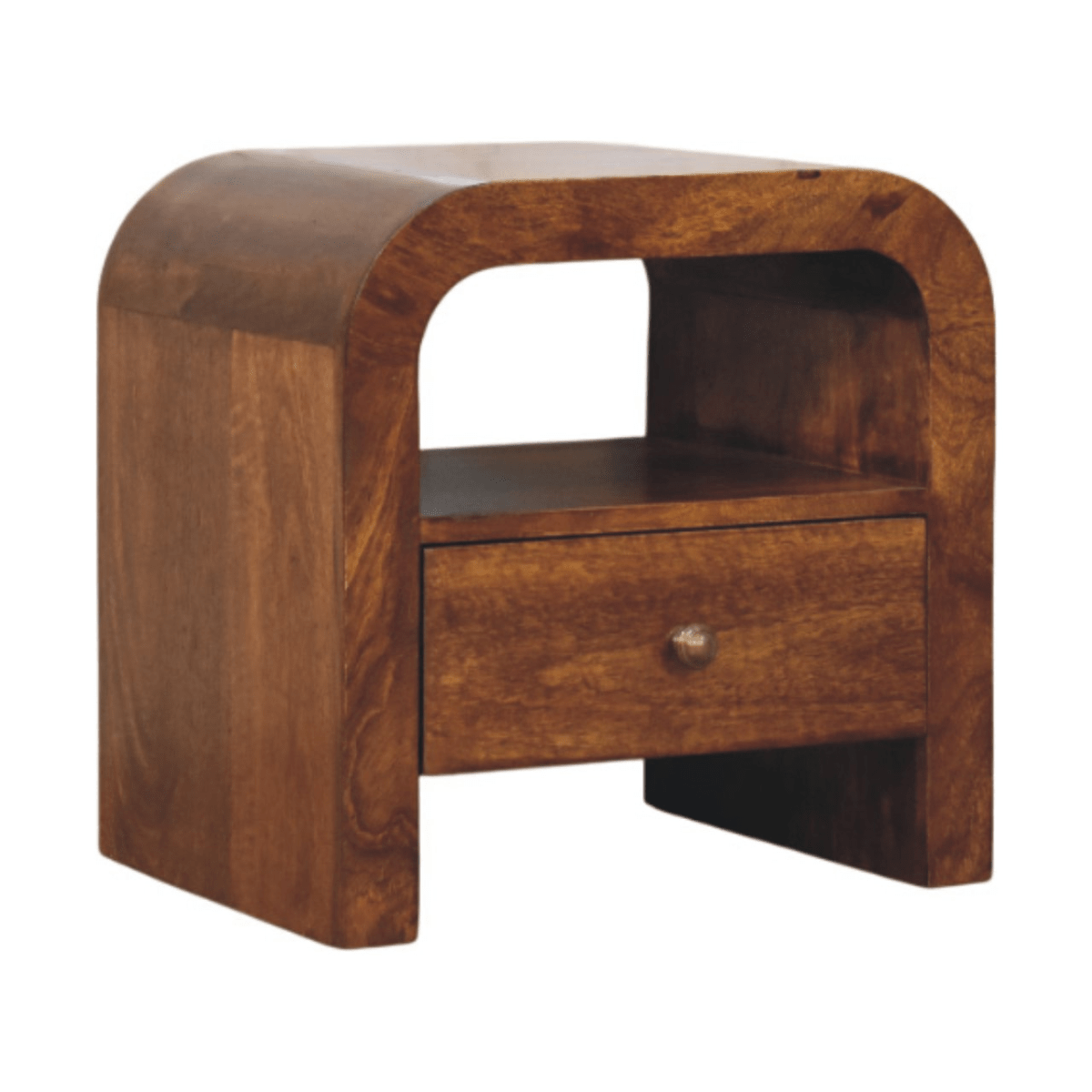 Artisan Furniture Solid Wood Darcy Chestnut Nightstand, 1 Drawer and Open Shelf, Dark Brown | Luxury Home Accessories | Heulog Glow