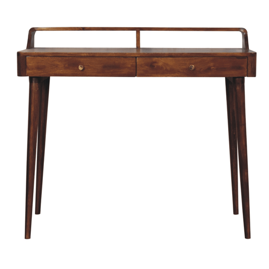 Artisan Furniture Solid Wood Elevated Chestnut Console Table, 2 Drawers, Dark Brown | Luxury Home Accessories | Heulog Glow