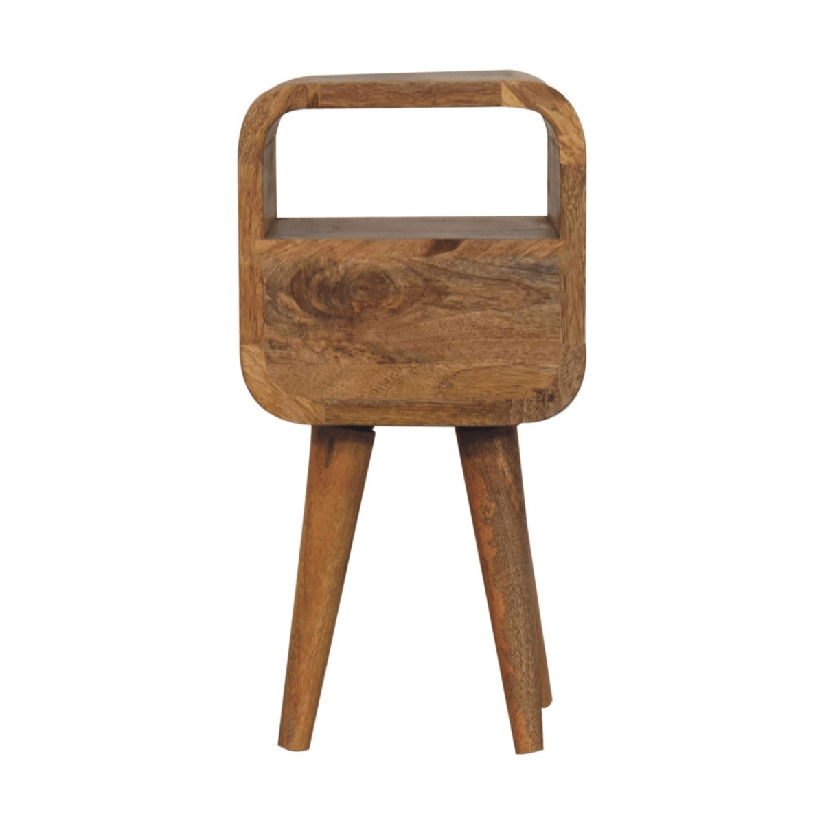 Artisan Furniture Solid Wood Extra Mini Oakish Curve Open Slot Bedside, 1 Drawer, Brown | Luxury Home Accessories | Heulog Glow