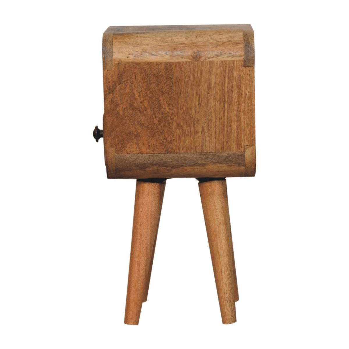Artisan Furniture Solid Wood Extra Mini Oakish Curve Open Slot Bedside, 1 Drawer, Brown | Luxury Home Accessories | Heulog Glow