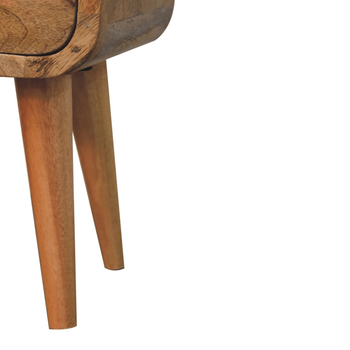 Artisan Furniture Solid Wood Extra Mini Oakish Curve Open Slot Bedside, 1 Drawer, Brown | Luxury Home Accessories | Heulog Glow