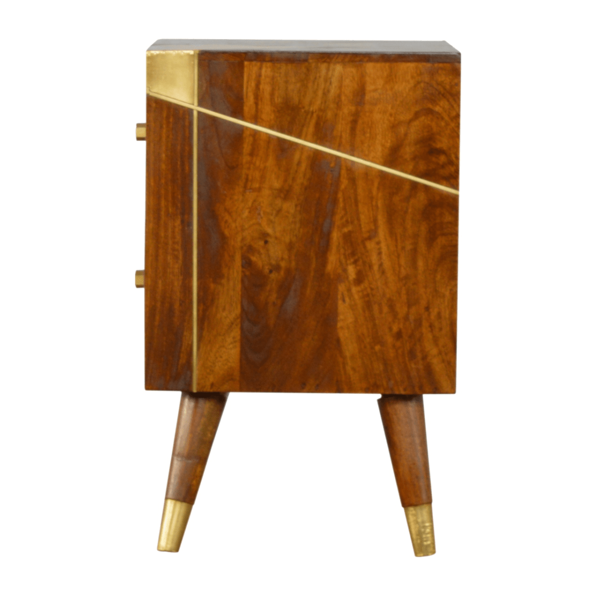 Artisan Furniture Solid Wood Gold Geometric Chestnut Bedside | Luxury Home Accessories | Heulog Glow