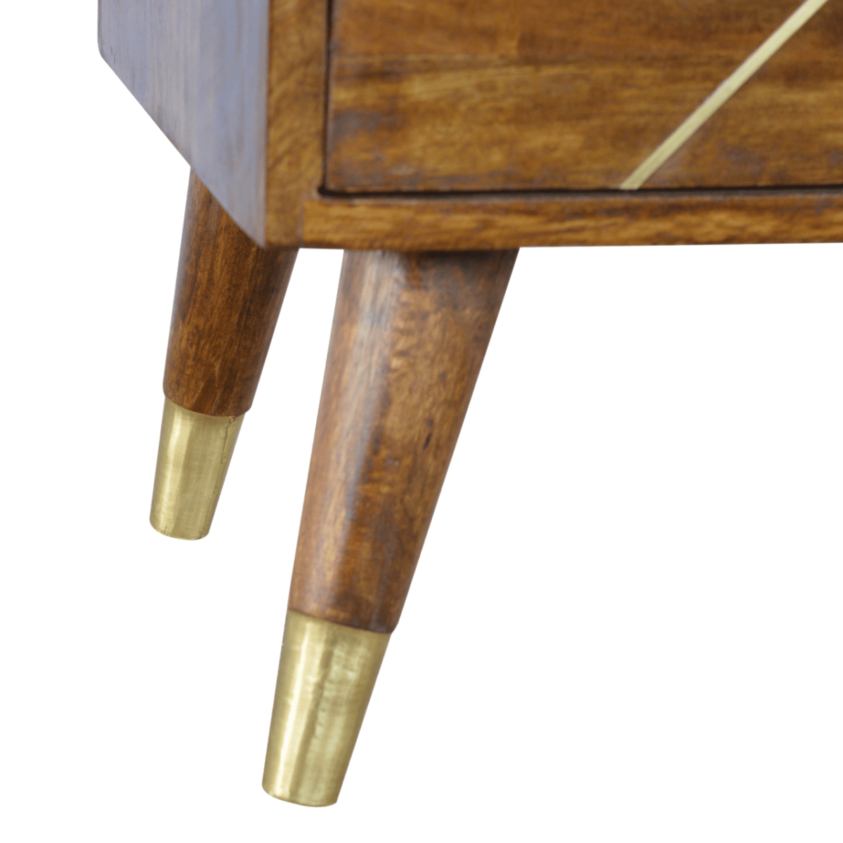 Artisan Furniture Solid Wood Gold Geometric Chestnut Bedside | Luxury Home Accessories | Heulog Glow