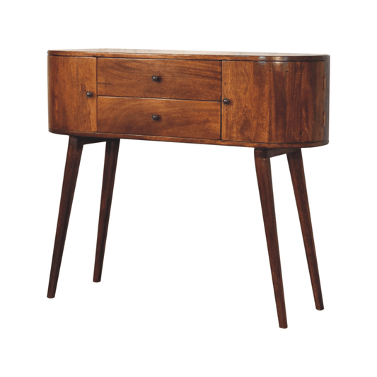 Artisan Furniture Solid Wood Grove Chestnut Console Table, Brown, 2 Drawers and 2 Side Cabinets | Luxury Home Accessories | Heulog Glow