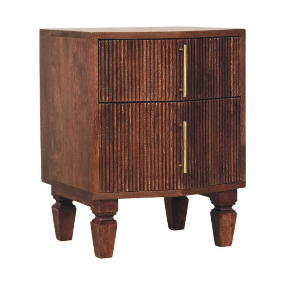 Artisan Furniture Solid Wood Harper Nightstand, 2 Drawers, Dark Brown | Luxury Home Accessories | Heulog Glow