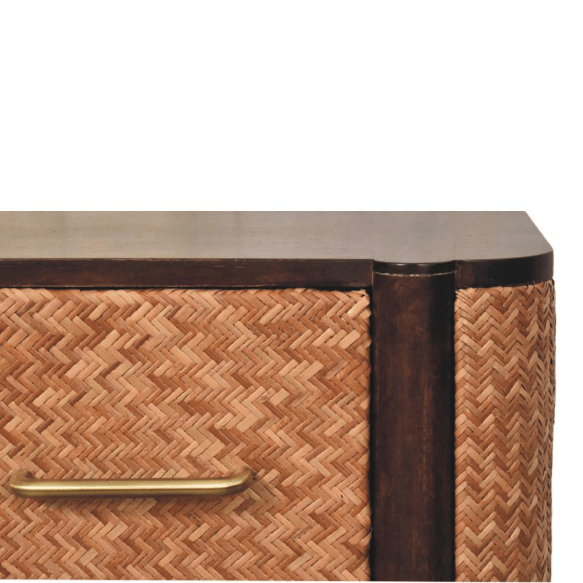 Artisan Furniture Solid Wood Havana Canefront Drawers, 2 Drawers, Dark Brown | Luxury Home Accessories | Heulog Glow