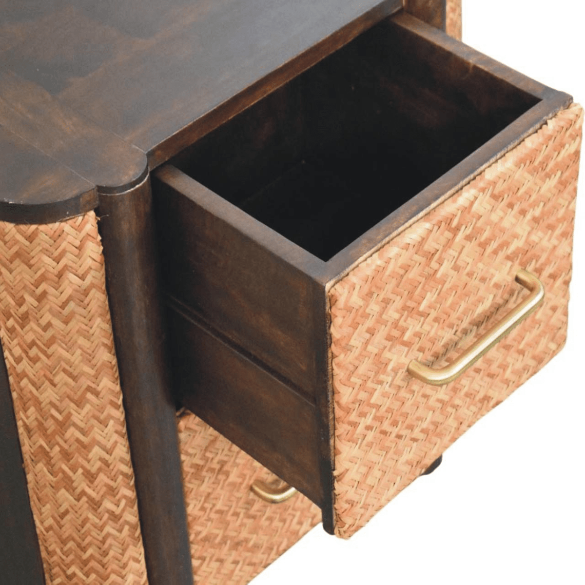 Artisan Furniture Solid Wood Havana Canefront Drawers, 2 Drawers, Dark Brown | Luxury Home Accessories | Heulog Glow