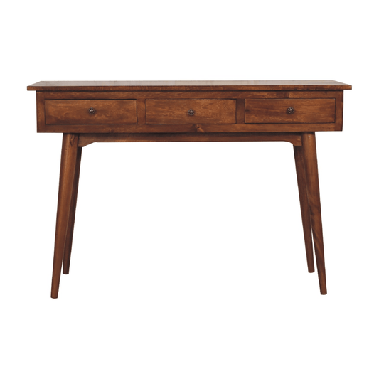 Artisan Furniture Solid Wood Large 3 Drawer Chestnut Console, Dark Brown | Luxury Home Accessories | Heulog Glow