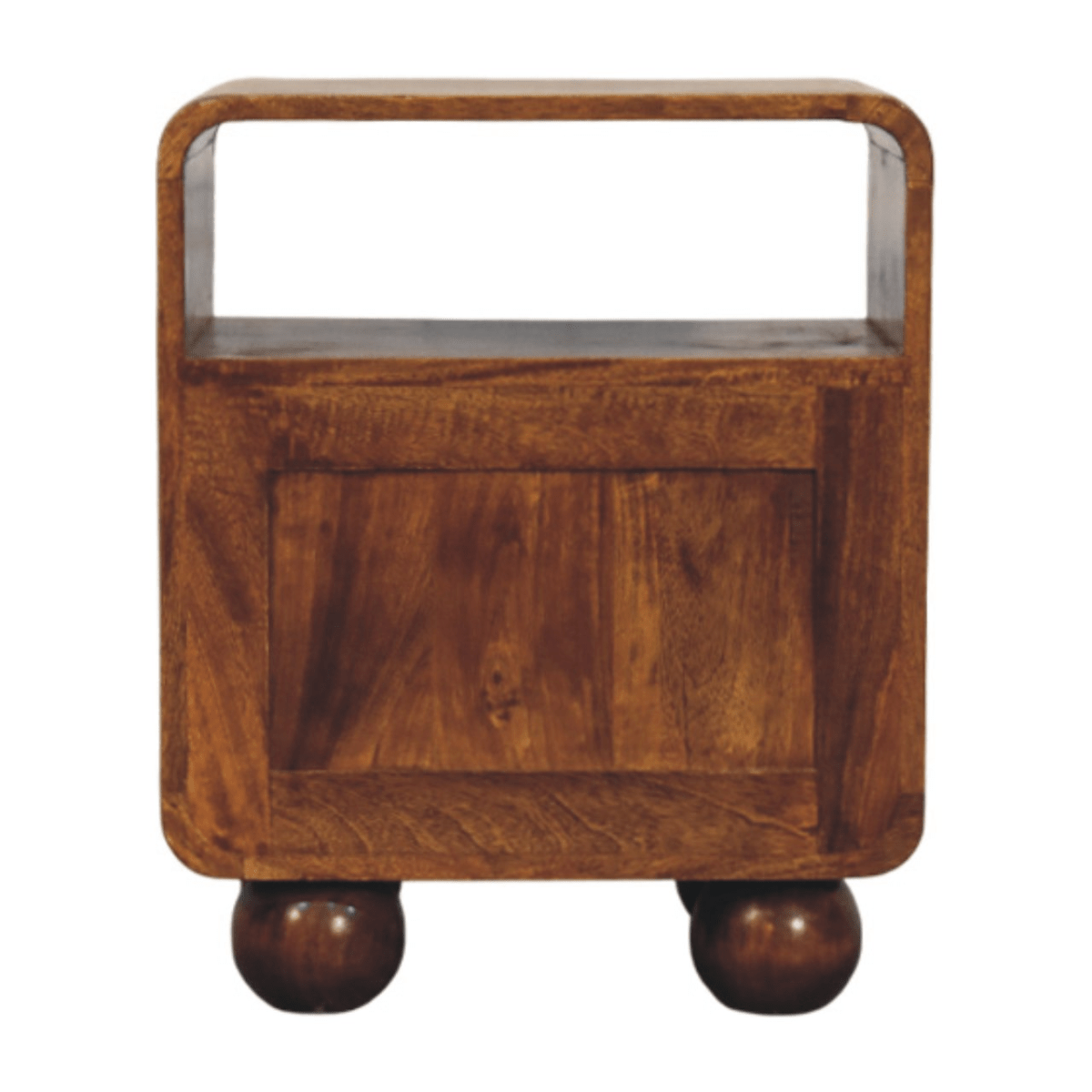 Artisan Furniture Solid Wood Larissa 2 Drawer Chestnut Nightstand, 1 Open Slot, Dark Brown | Luxury Home Accessories | Heulog Glow