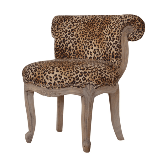 Artisan Furniture Solid Wood Leopard Print Studded Chair, Cotton Velvet | Luxury Home Accessories | Heulog Glow