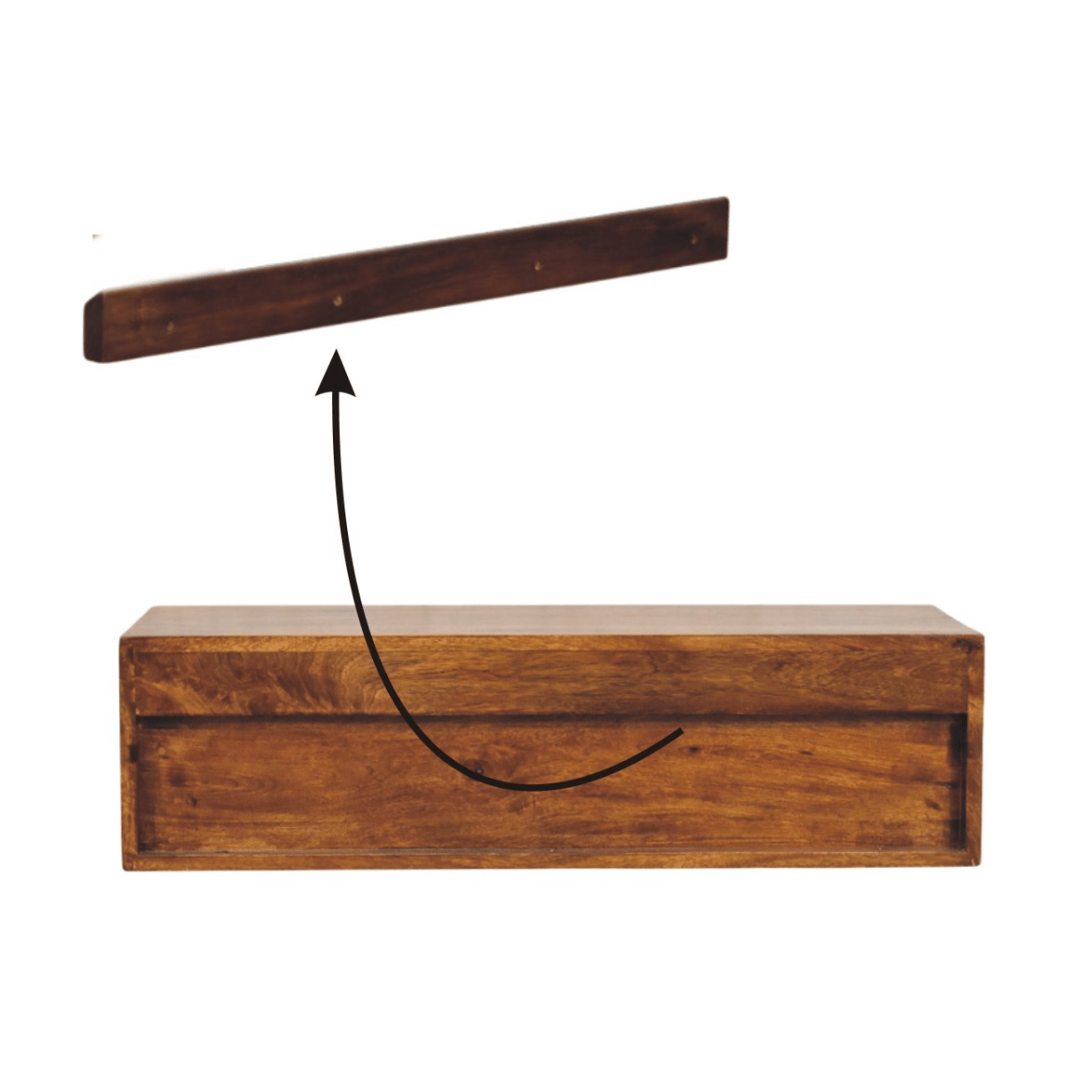 Artisan Furniture Solid Wood Lunar Chestnut Wall Mounted Media Unit, 2 Drawers and Open Shelf, Dark Brown | Luxury Home Accessories | Heulog Glow