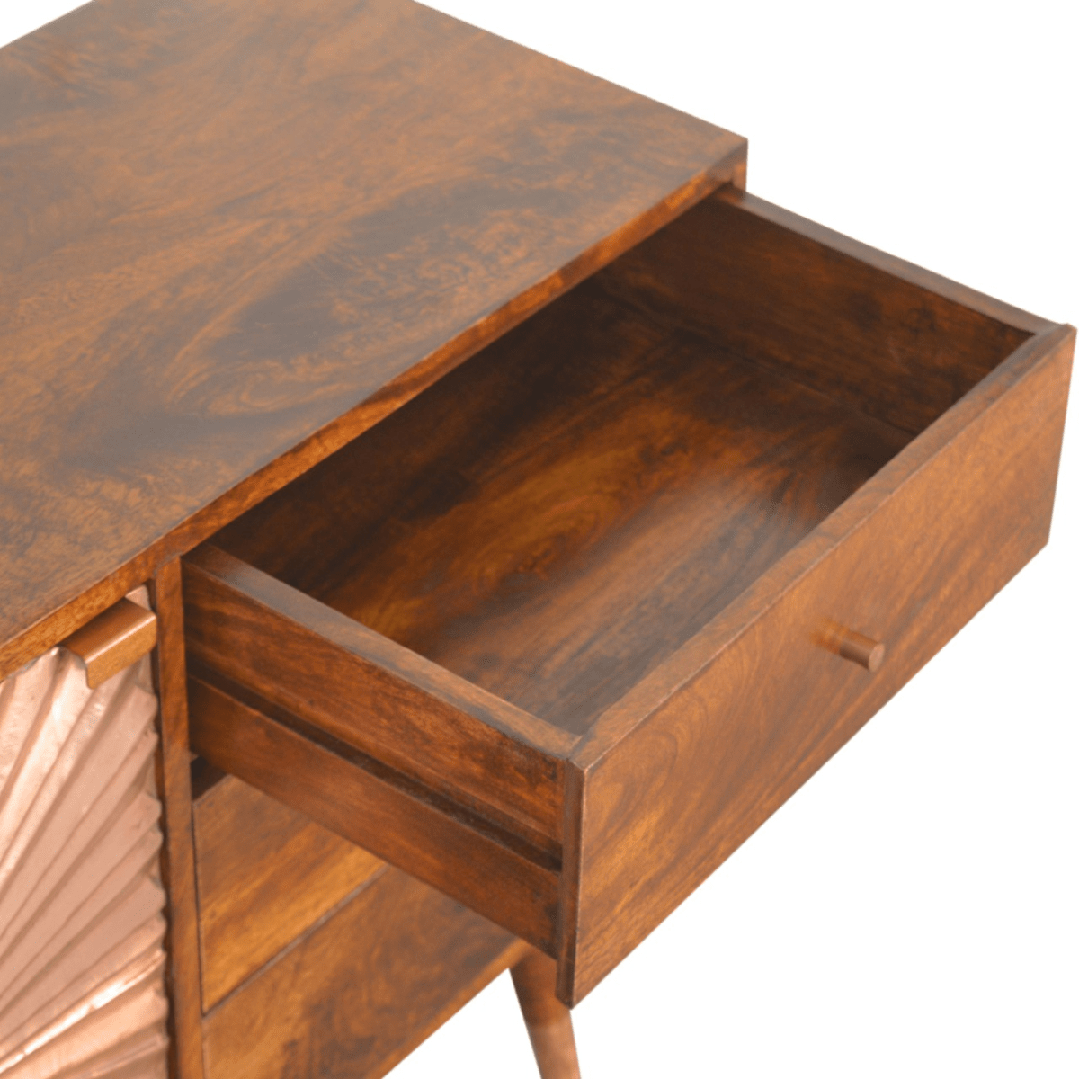 Artisan Furniture Solid Wood Manila Copper Sideboard, Brown, 3 Drawers and 1 Door | Luxury Home Accessories | Heulog Glow